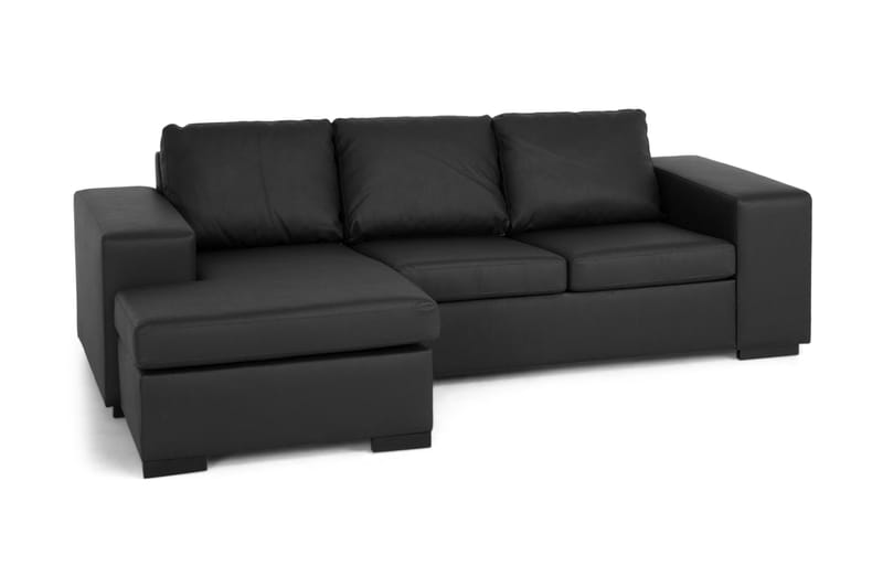 Memphis Divasofa 3-Personer Vendbar Kunstlæder - Sort - Sofa med chaiselong - Lædersofaer - 3 personers sofa med chaiselong