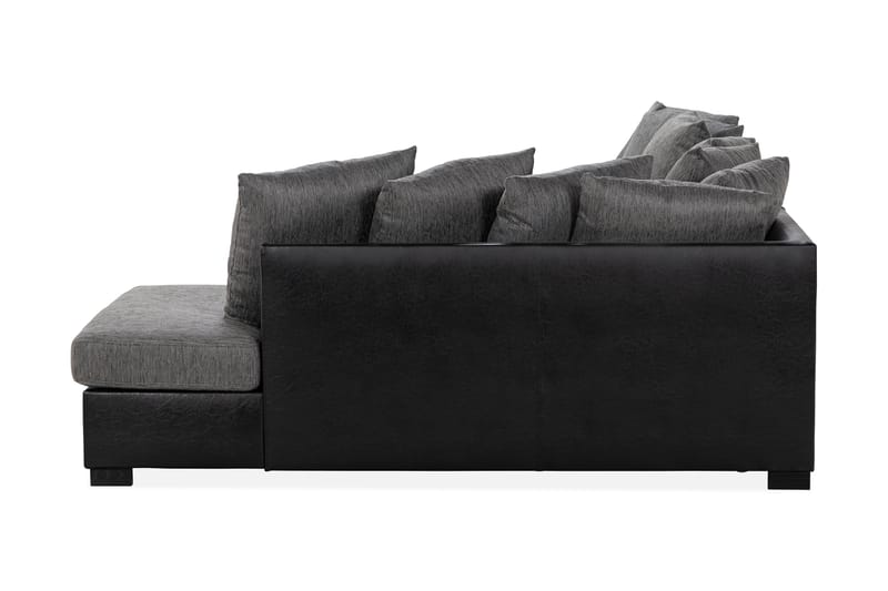 Ocean 4-personers Højrevendt U-formet Sofa med Chaiselong og Divan i Stof/Kunstlæder - Grå / Sort - Møbler - Sofaer - Lædersofaer