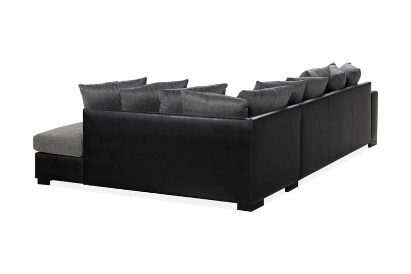 Ocean 4-personers Højrevendt U-formet Sofa med Chaiselong og Divan i Stof/Kunstlæder - Grå / Sort - Møbler - Sofaer - Lædersofaer