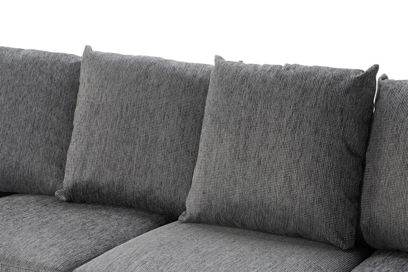 Ocean 5-personers Højrevendt U-formet Large Sofa med Divan og Chaiselong i Kunstlæder/Stof - Grå / Sort - Møbler - Sofaer - Lædersofaer