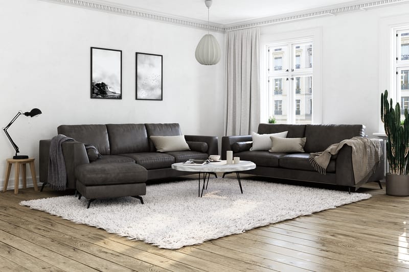 Ocean Lyx 3-Pers. Sofa - Sort/Læder - Lædersofaer - 2 personers sofa