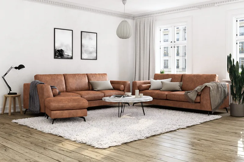 Ocean Lyx 3-personers Sofa i Kunstlæder - Brun - Møbler - Sofaer - 2 personers sofa