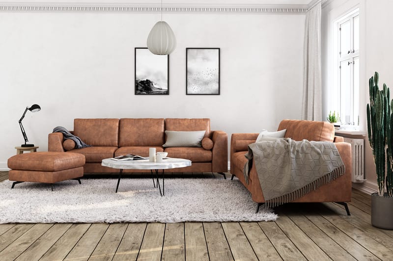 Ocean Lyx 3-personers Sofa i Kunstlæder - Brun - Møbler - Sofaer - 2 personers sofa