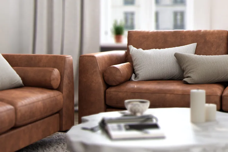 Ocean Lyx 3-personers Sofa i Kunstlæder - Brun - Møbler - Sofaer - 2 personers sofa