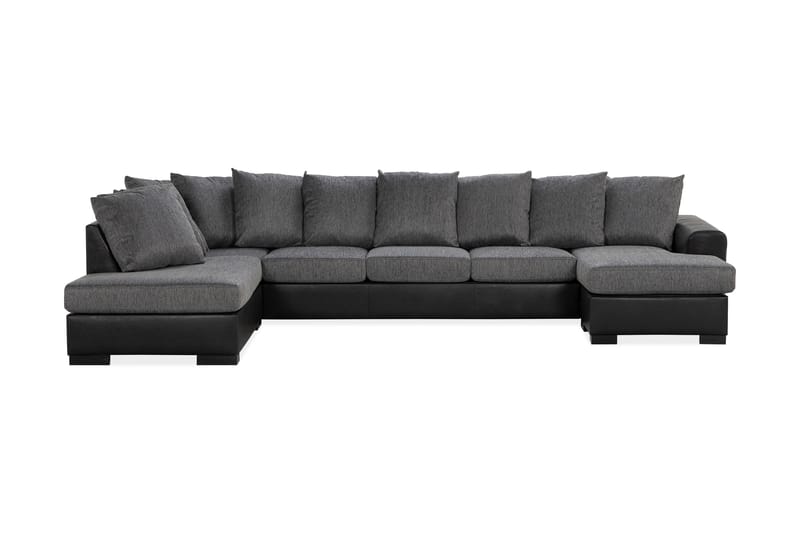 Ocean U-sofa Large med Chaiselong Højre Kunstlæder - Grå - Lædersofaer - U Sofa