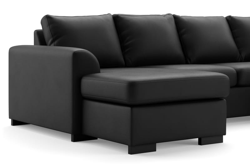 Porto U-sofa Large Højre Kunstlæder - Sort - Lædersofaer - U Sofa