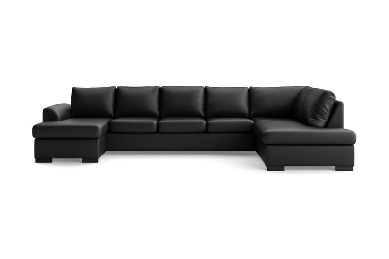 Porto U-sofa Large Højre Kunstlæder - Sort - Lædersofaer - U Sofa