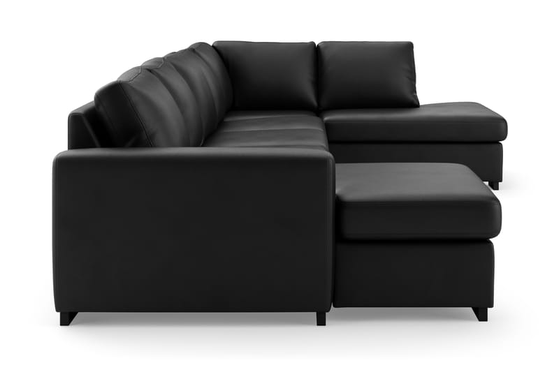 Porto U-sofa Large Højre Kunstlæder - Sort - Lædersofaer - U Sofa