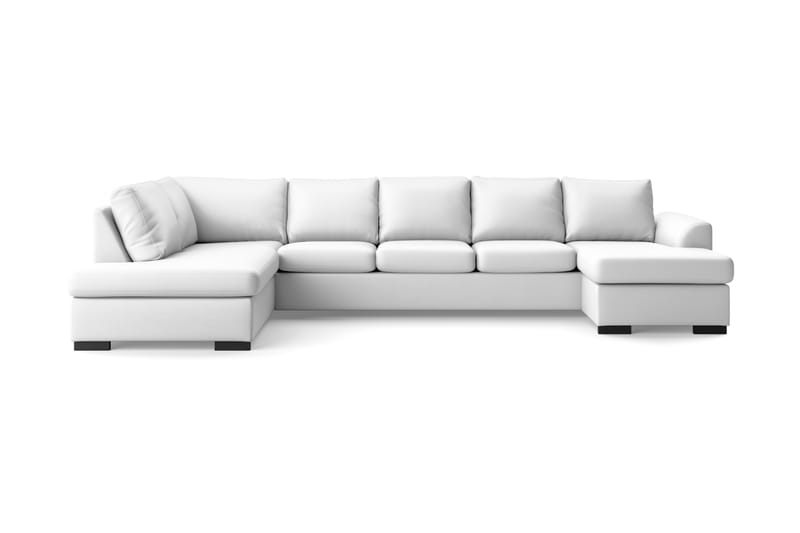 Porto U-sofa Large med Chaiselong Højre Kunstlæder - Hvid - Lædersofaer - U Sofa