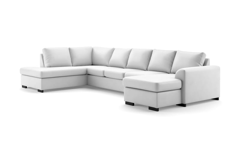 Porto U-sofa Large med Chaiselong Højre Kunstlæder - Hvid - Lædersofaer - U Sofa