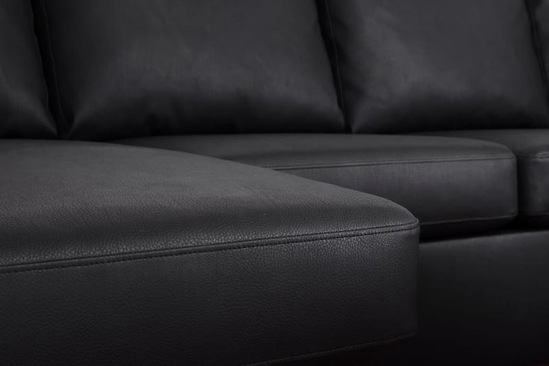 Porto U-sofa med Chaiselong Højre Kunstlæder - Sort - Lædersofaer - U Sofa