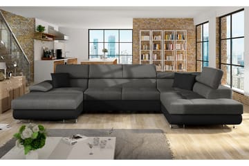 Regina Hjørnesovesofa Højre - Grå/Sort - Møbler - Sofaer - Lædersofaer