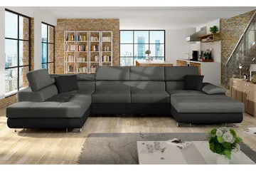 Reginia Hjørnesovesofa Venstre - Grå/Sort - Møbler - Sofaer - Sovesofaer - Sovesofa chaiselong