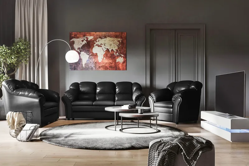 Salvador 3-Pers. Sofa Kunstlæder - Sort/Kunstlæder - Møbler - Sofaer - Lædersofaer
