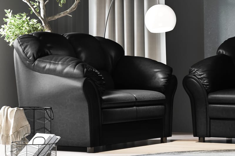 Salvador 3-Pers. Sofa Kunstlæder - Sort/Kunstlæder - Møbler - Sofaer - Lædersofaer