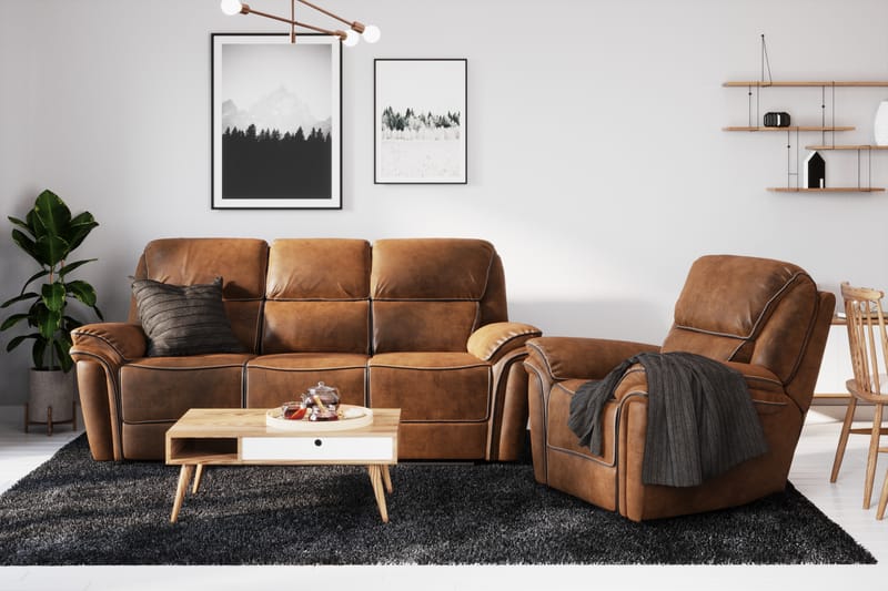 Sandra 3-personers Sofa Brun - Lædersofaer - 3 personers sofa