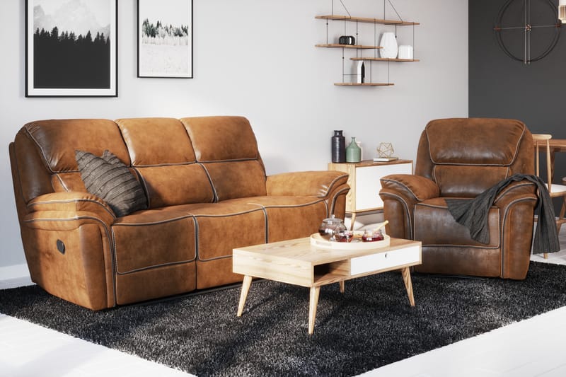 Sandra 3-personers Sofa Brun - Lædersofaer - 3 personers sofa