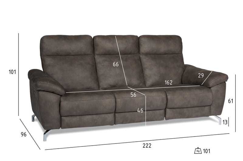Selesta 3-pers Sofa - Brun - Lædersofaer - 3 personers sofa