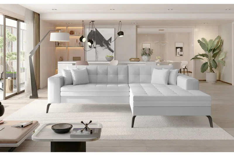 Solangis Chaiselongsofa Højre - Læder/Hvid - Møbler - Sofaer - Sofa med chaiselong