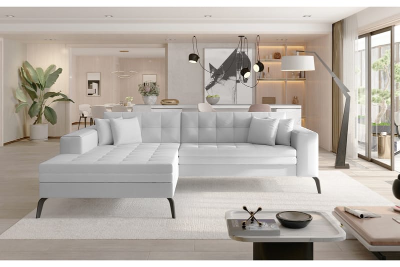 Solangis Chaiselongsofa Venstre - Læder/Hvid - Møbler - Sofaer - Lædersofaer