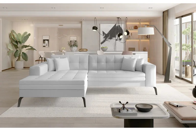 Solangis Chaiselongsofa Venstre - Læder/Hvid - Møbler - Sofaer - Lædersofaer