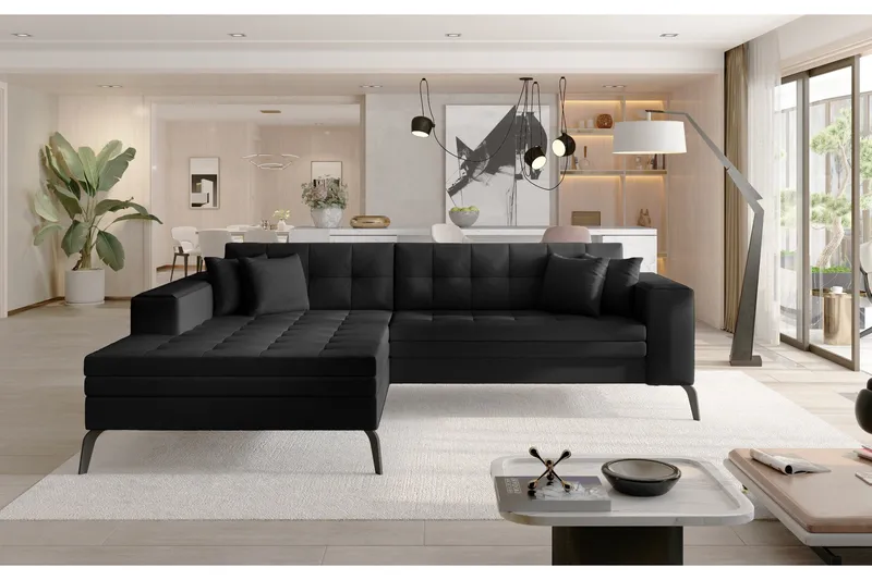 Solangis Chaiselongsofa Venstre, Læder/Sort