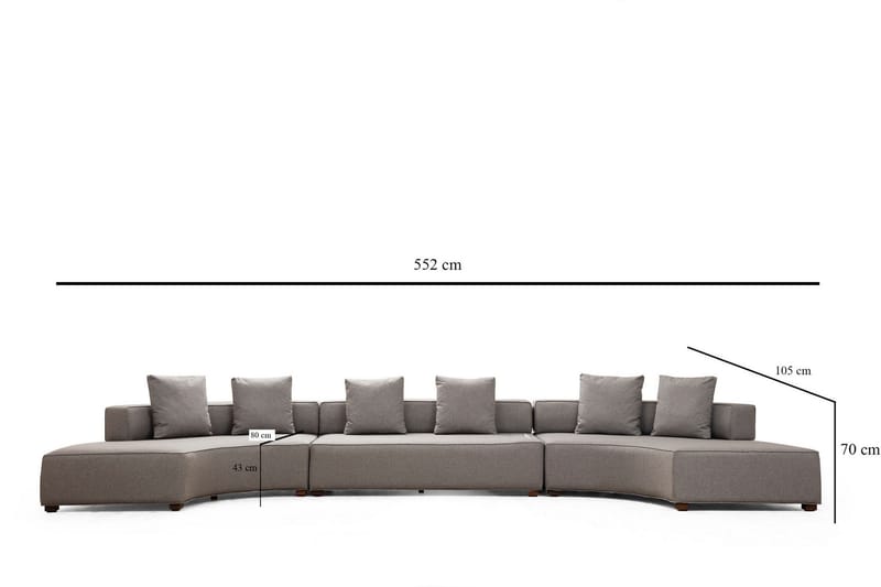 Lasalle 6-personers Buet Sofa i Stof - Grå - Møbler - Sofaer