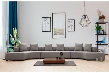 Lasalle 6-personers Buet Sofa i Stof - Grå - Møbler - Sofaer