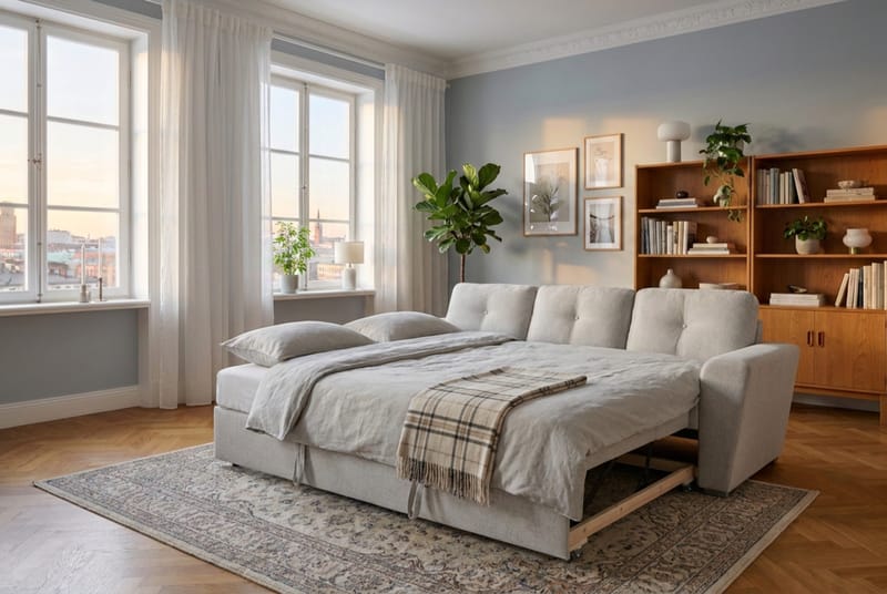 Leia 3-personers Sovesofa i Stof - Beige - Møbler - Sofaer - Sovesofaer