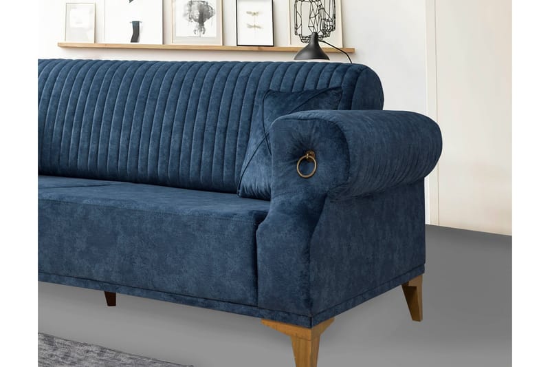 Lenga 3-personers Sofa - Mørkeblå/Natur - 3 personers sofa