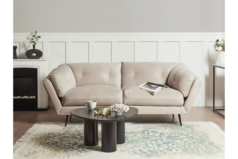 Lenvik Sofa 3-personers - Beige/Sort - Møbler - Sofaer - Velour sofaer