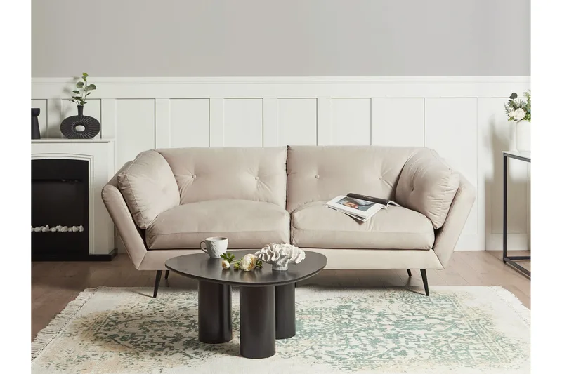 Lenvik Sofa 3-personers - Beige/Sort - Møbler - Sofaer - Velour sofaer