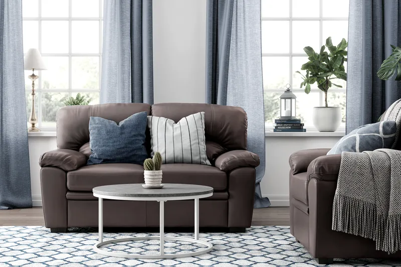 Lindby 2-personers sofa i kunstlæder - Brun - Møbler - Sofaer - Lædersofaer