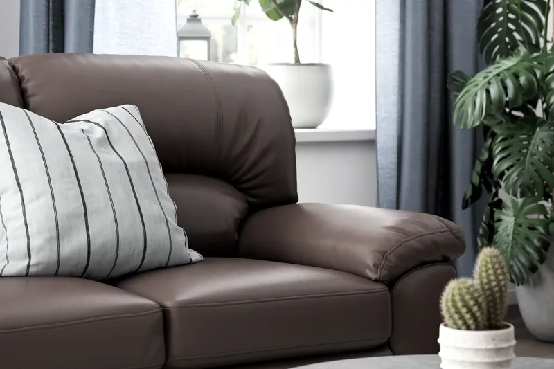 Lindby 2-personers sofa i kunstlæder - Brun - Møbler - Sofaer - Lædersofaer