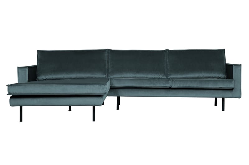 Lissbon 3-personers Venstrevendt L-formet Sofa med Chaiselong 300 cm i Fløjl, Blå|Grøn
