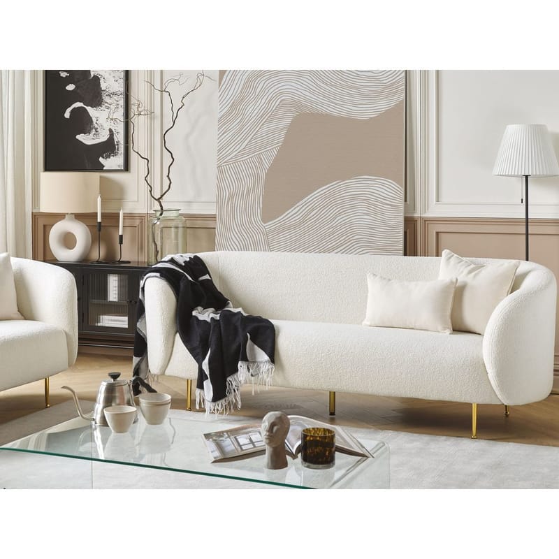 Loen 3-personers Buet Sofa i Bouclé - Offwhite - Møbler - Sofaer - 3 personers sofa