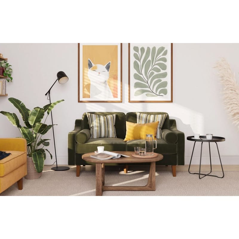 Lorvas 2-personers sofa - Brun/Olivengrøn - Møbler - Sofaer - Velour sofaer