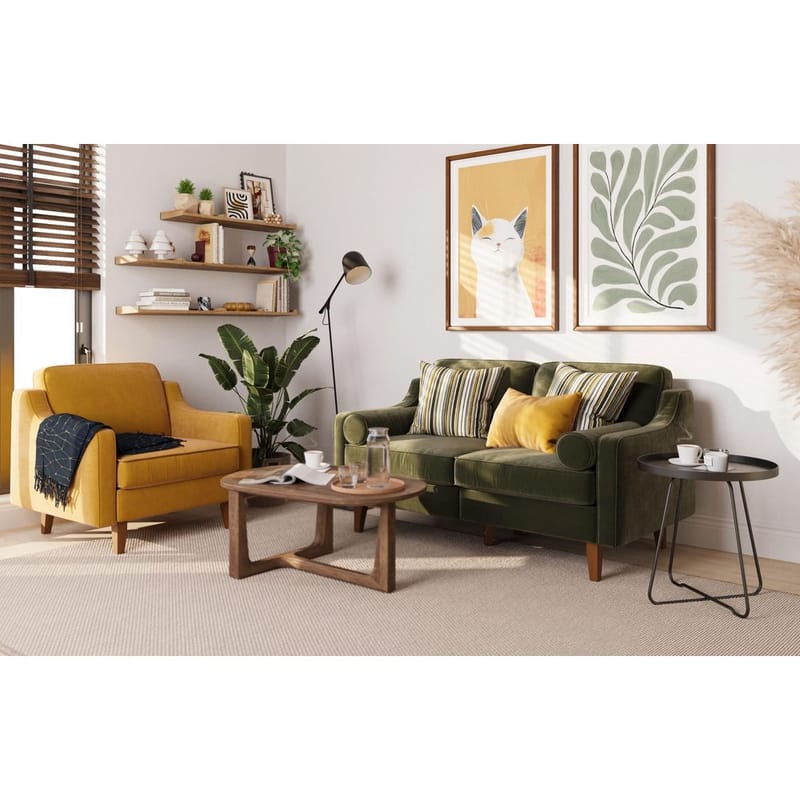 Lorvas 2-personers sofa - Brun/Olivengrøn - Møbler - Sofaer - Velour sofaer