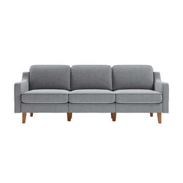 Lorvas 3-personers Dyb Sofa med Buede Armlæn i Stof med Træben - Kulgrå - Møbler - Sofaer - Velour sofaer