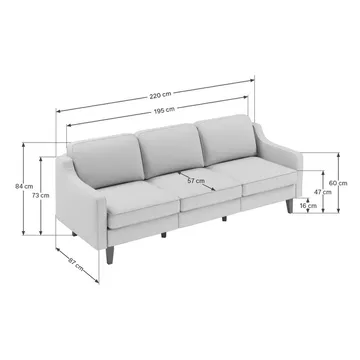 Lorvas 3-personers sofa - Grafitgrå - Møbler - Sofaer - Velour sofaer