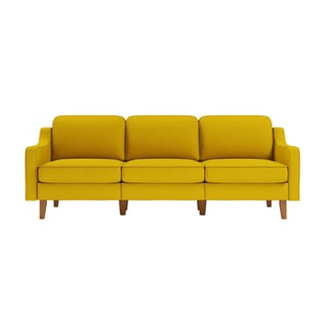 Lorvas 3-personers Dyb Sofa med Buede Armlæn i Stof med Træben - Gul - Møbler - Sofaer - 3 personers sofa