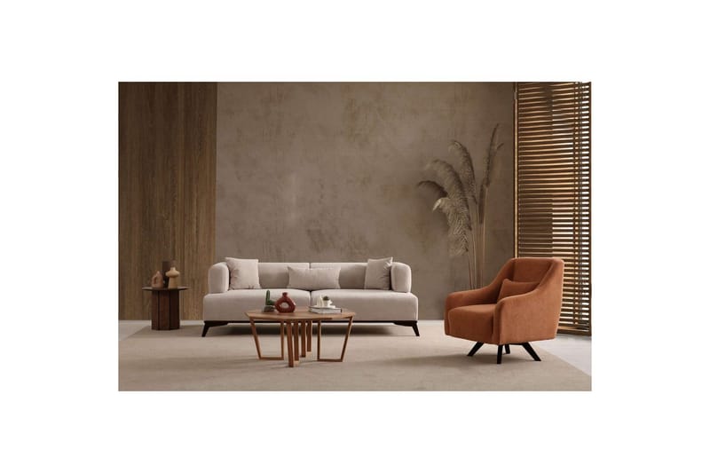 Malkiat Sofa 3-personers - Beige/Sort - Møbler - Sofaer - 3 personers sofa