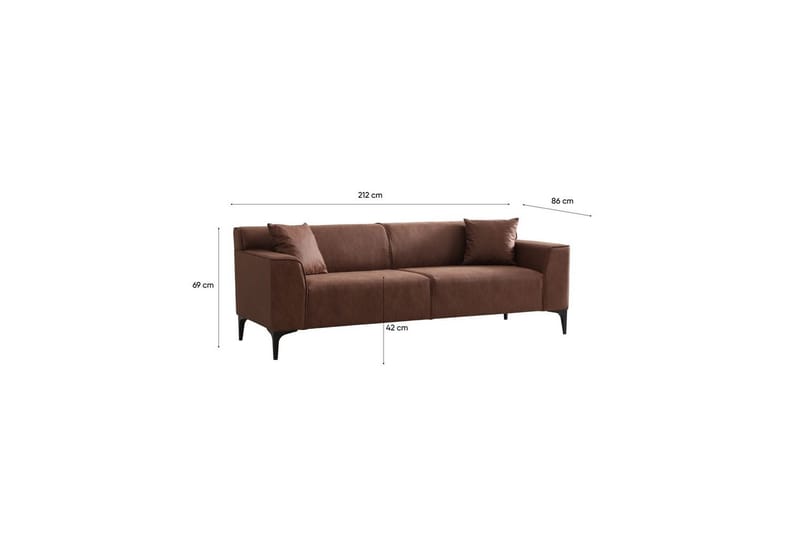 Malpani Sofa 3-sits - Cognac - Møbler - Sofaer - 3 personers sofa
