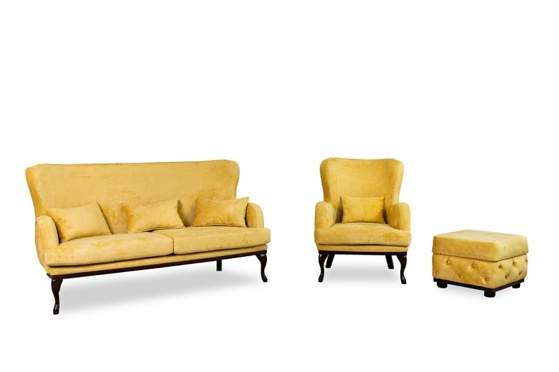 Mattias 3-personers Sofa Fløjl - Gul - Møbler - Sofaer - 3 personers sofa