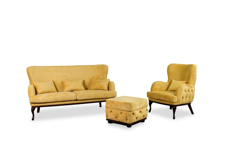 Mattias 3-personers Sofa Fløjl - Gul - Møbler - Sofaer - 3 personers sofa