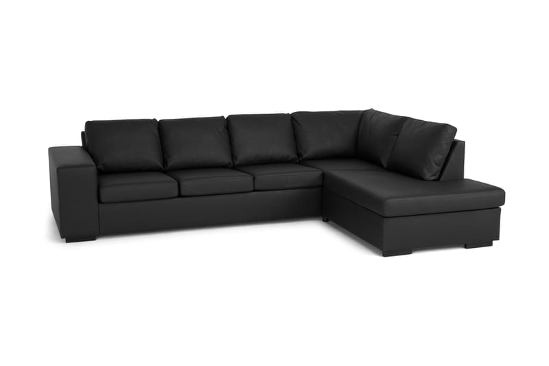 Memphis 3-Personer med Chaiselong Large Højre Kunstlæder - Sort - Lædersofaer - 3 personers sofa med chaiselong - Sofa med chaiselong