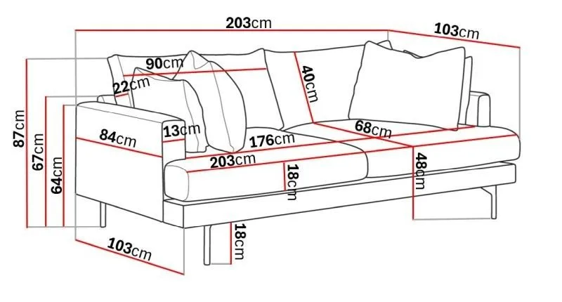 Menard 3-personers Dyb Stofsofa - Beige - Møbler - Sofaer - 3 personers sofa