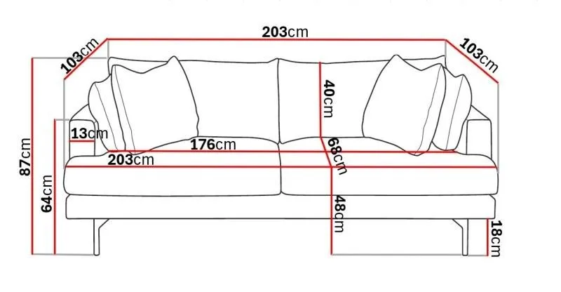 Menard 3-personers Dyb Stofsofa - Brun - Møbler - Sofaer - 3 personers sofa