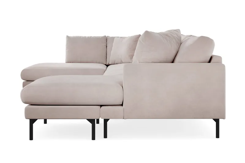 Menard 4-personers Venstrevendt U-formet Large Sofa med Divan og Chaiselong i Fløjl - Beige - Møbler - Sofaer - Velour sofaer