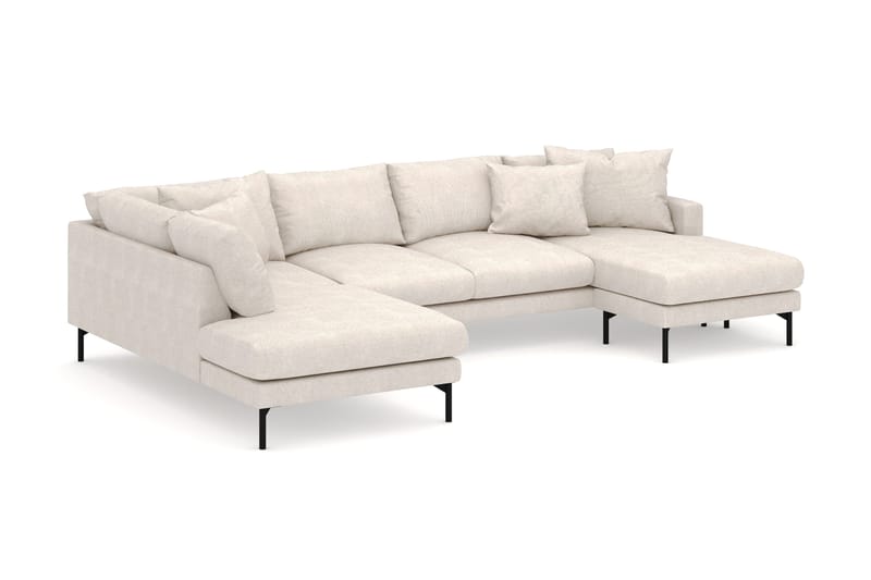 Menard 4-personers Venstrevendt Stor U-formet Dyb Large Sofa med Divan og Chaiselong i Stof - Beige - Møbler - Sofaer - U Sofa